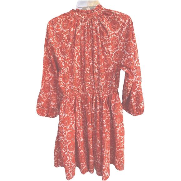 J. Crew Ruffle Collar Mini Dress Sz Large Poplin Floral Bouquet Pockets - Picture 6 of 10